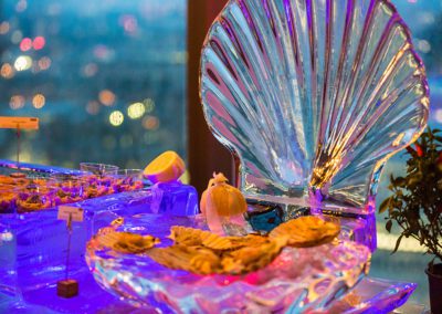 Fay-Campbell-Events-Novotel-Bokan-Canary-Wharf-nibbles-on-display-in-giant-clam